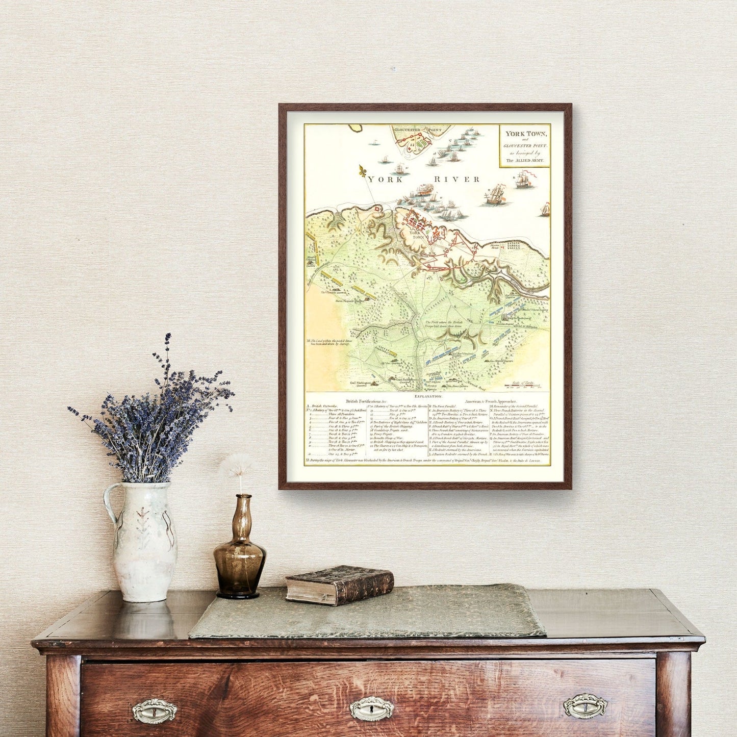 Vintage Yorktown & Gloucester Map 1788