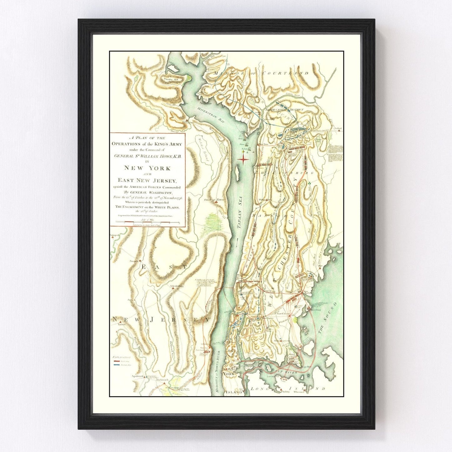 Vintage New York & East New Jersey War Map 1793