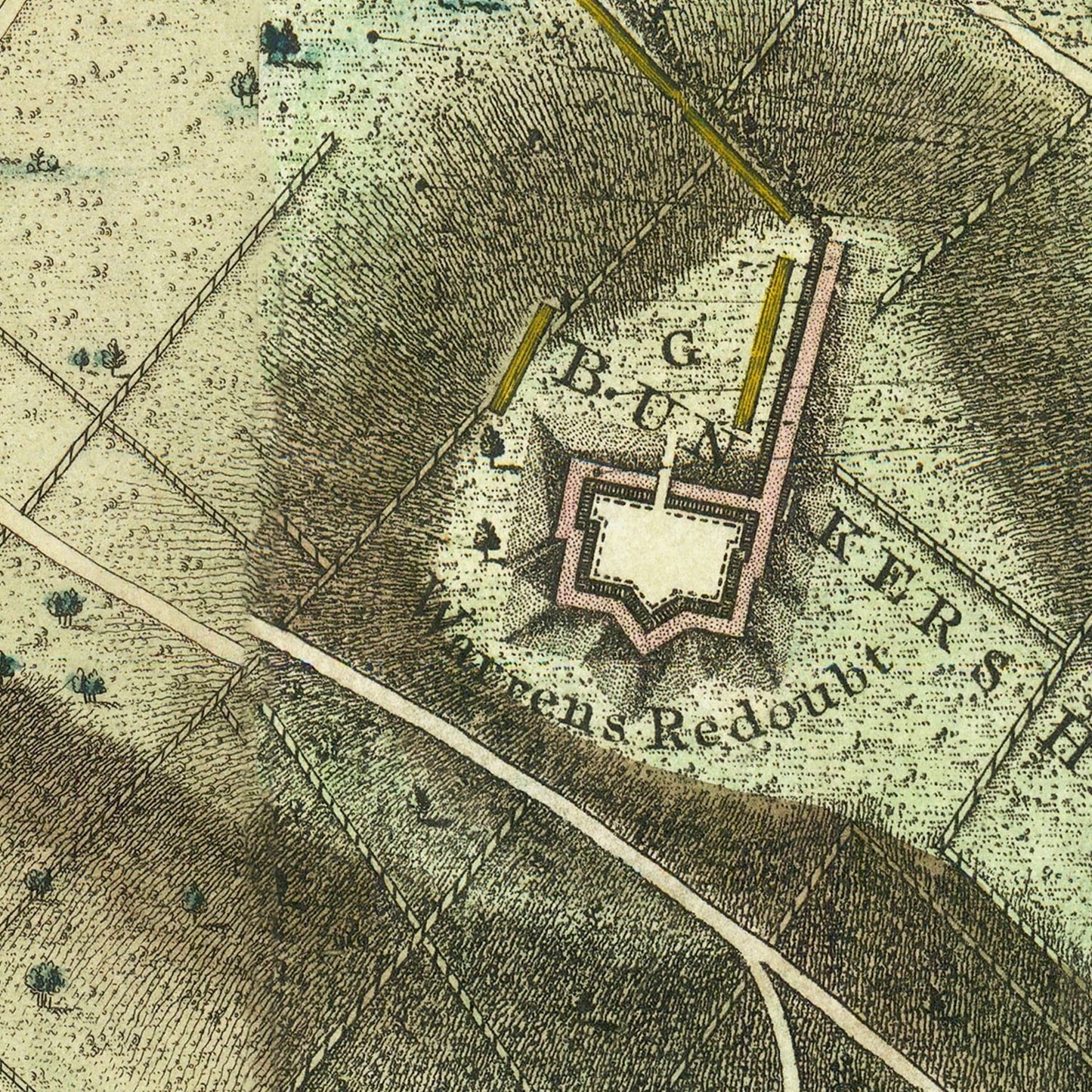 Vintage Battle of Bunker Hill Map 1793