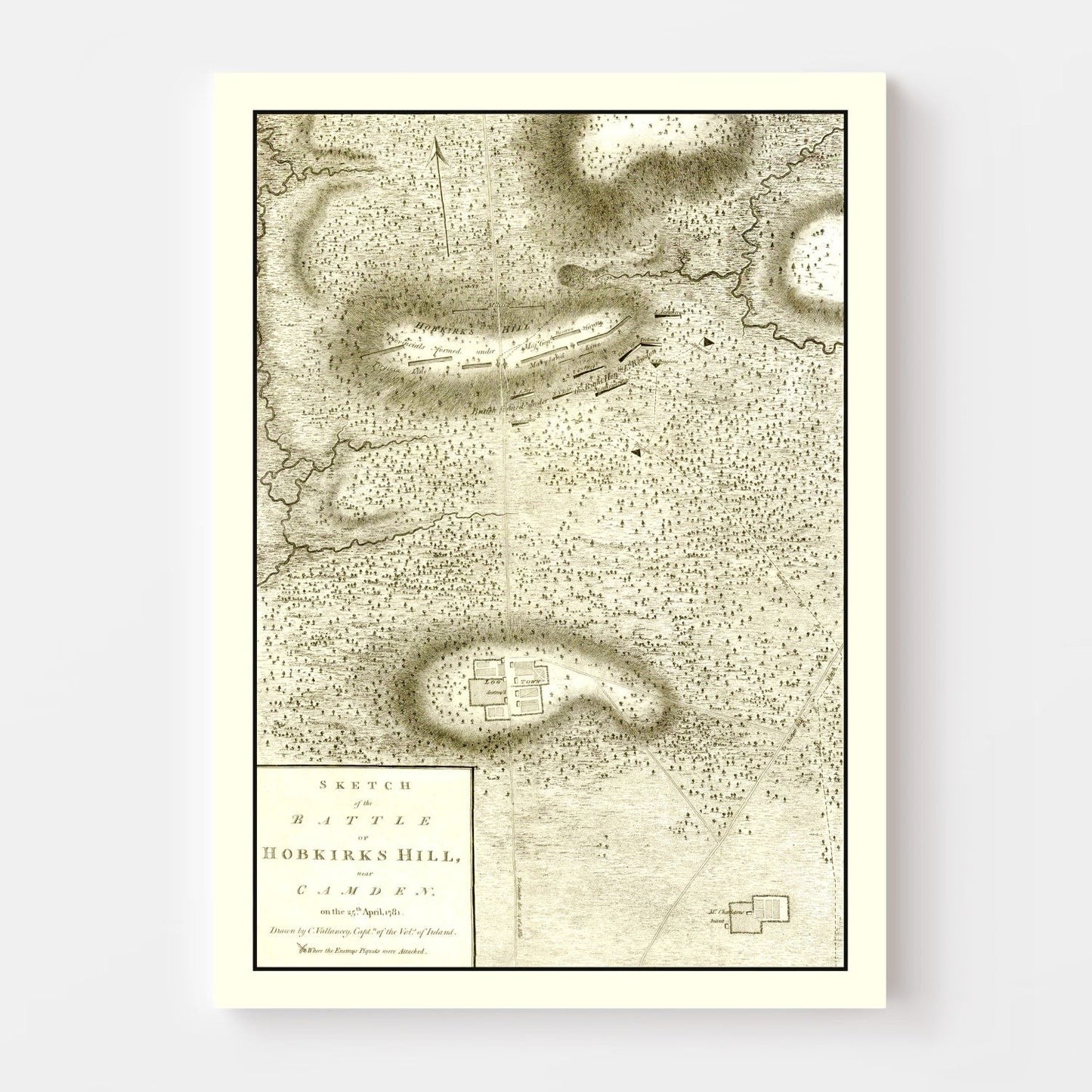 Vintage Battle of Hobkirks Hill Map 1794