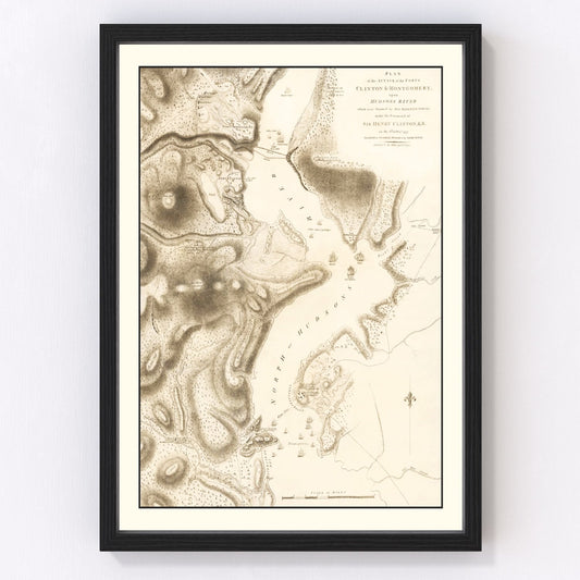 Vintage Attack of Fort Clinton & Fort Montgomery Map 1794
