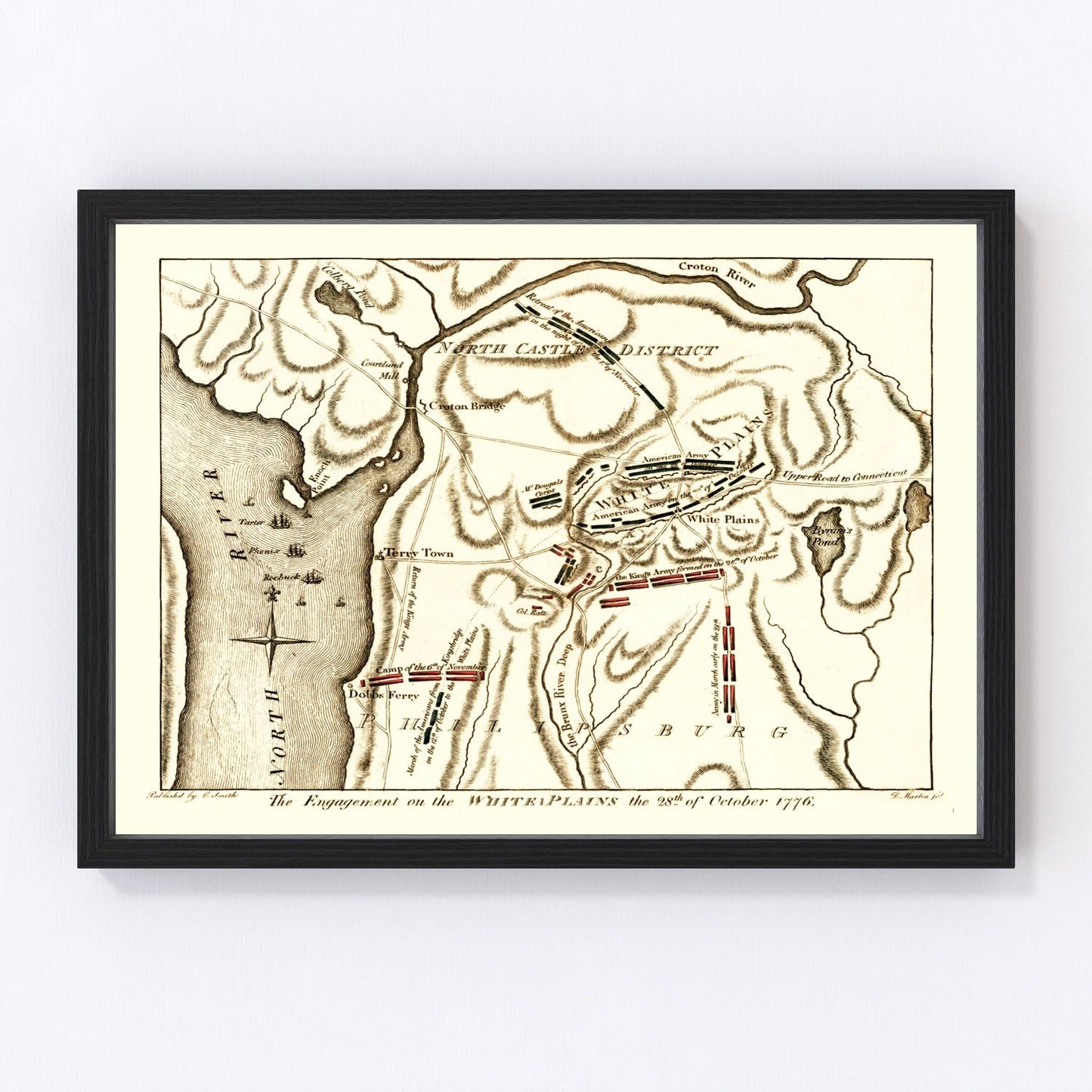 Vintage White Plains Battle Map 1796