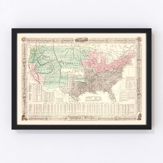 Vintage United States Map of the Slave States & Slavery 1856