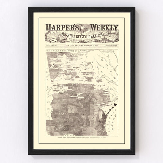 Vintage Georgia Slave Map 1861