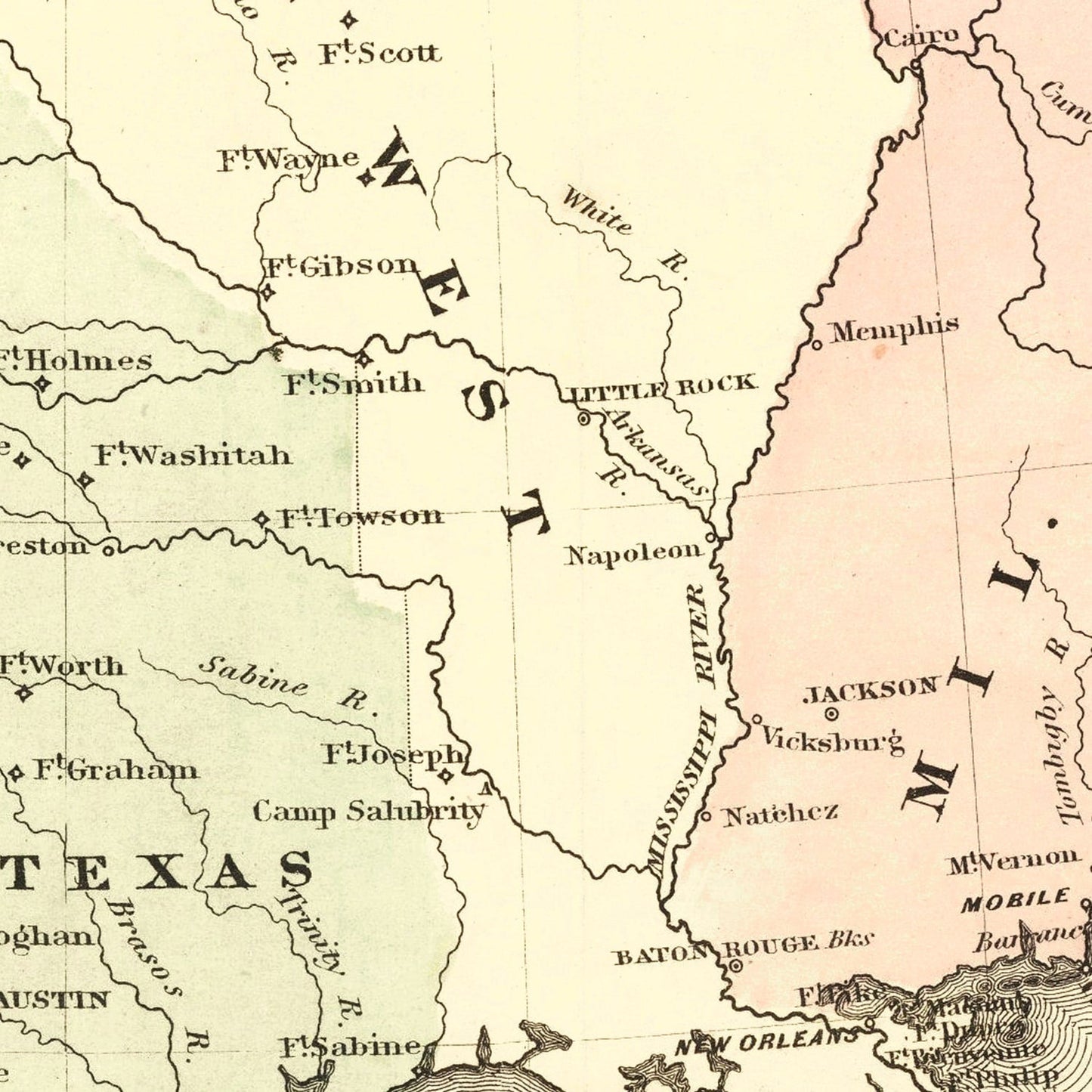 Vintage Military Map of the Southern Harbors 1861