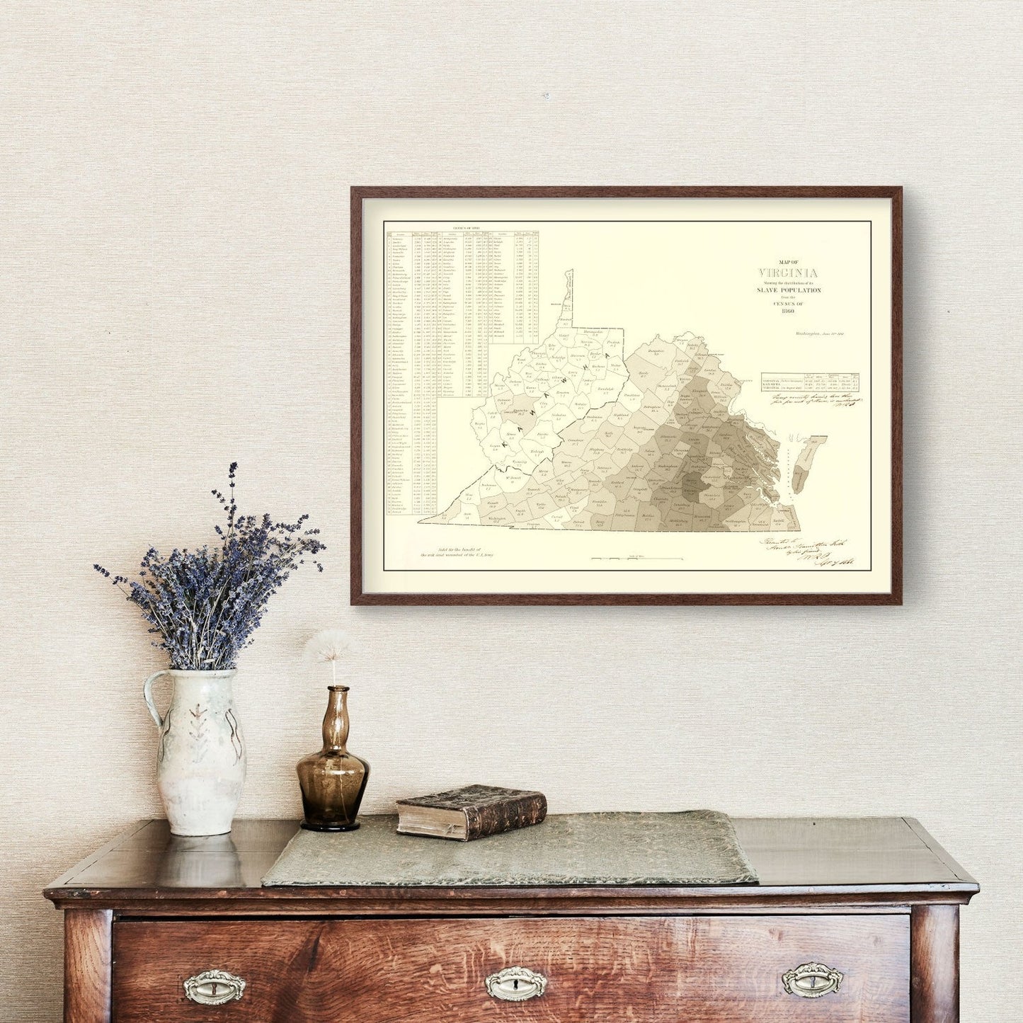 Vintage Virginia Abolitionist Map 1861