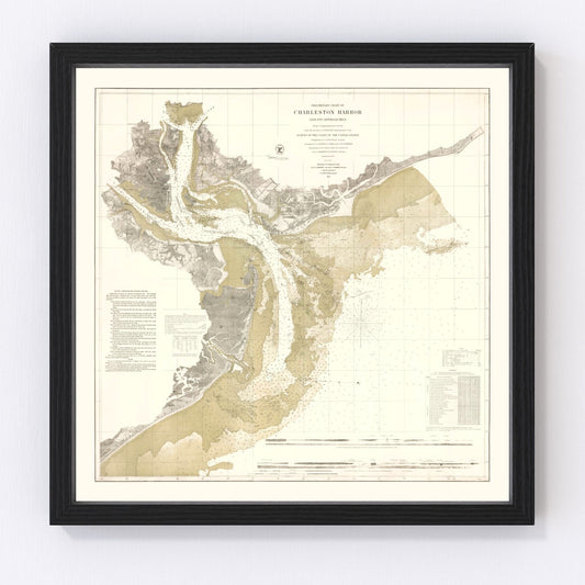 Vintage Charleston Harbor Map 1864