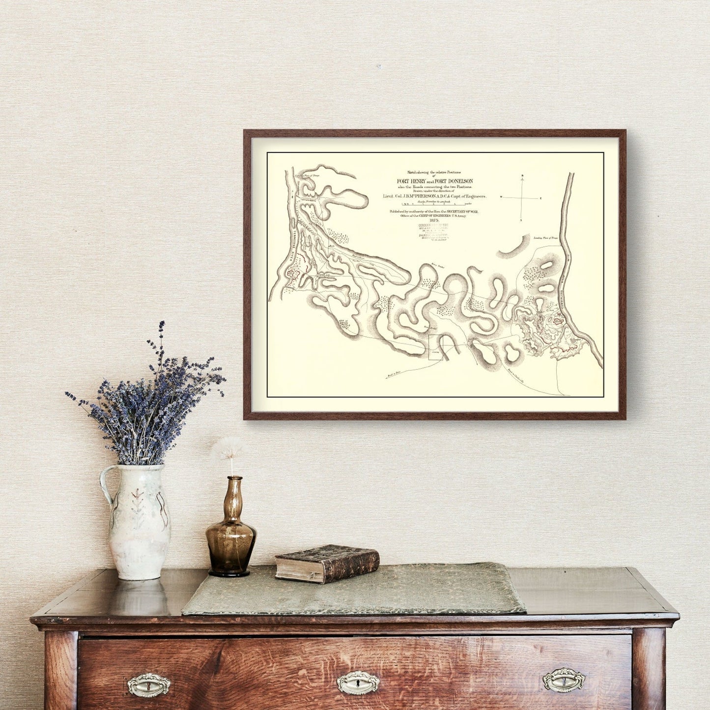 Vintage Fort Henry & Fort Donelson Map 1875