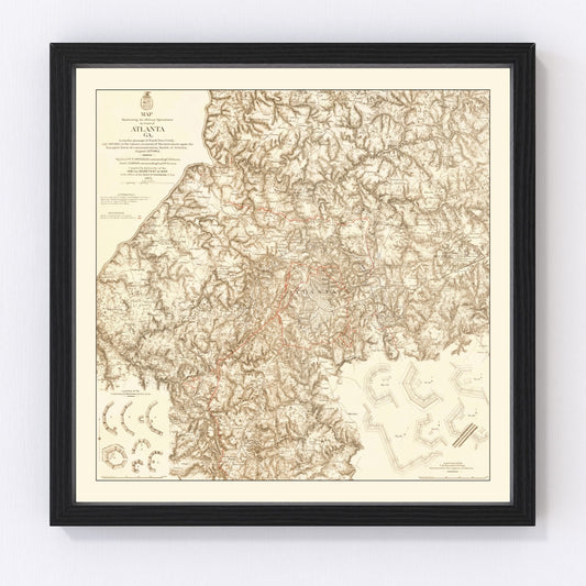 Vintage Map of Military Operations in Atlanta 1875