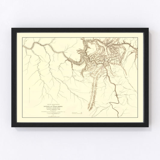 Vintage Gauley Bridge, WV Military Map 1879