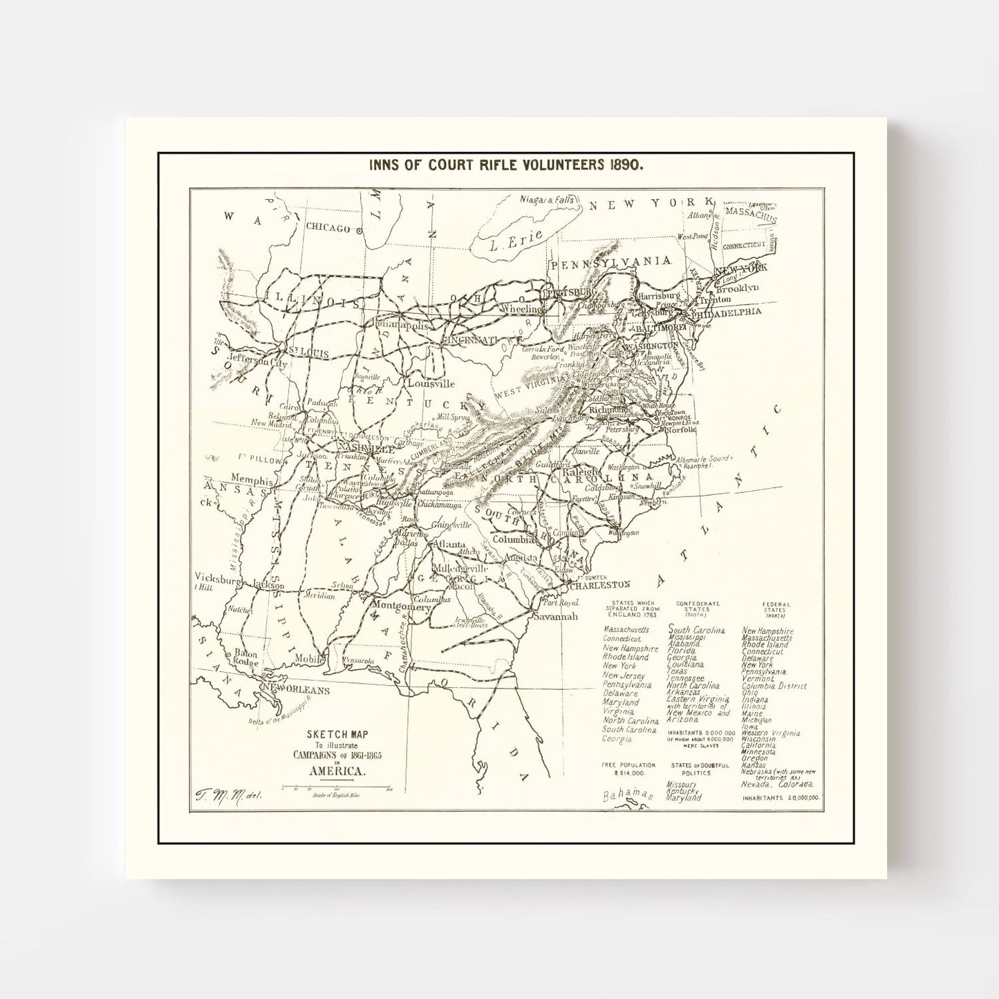 Vintage Inns of Court Rifle Volunteers Map 1890