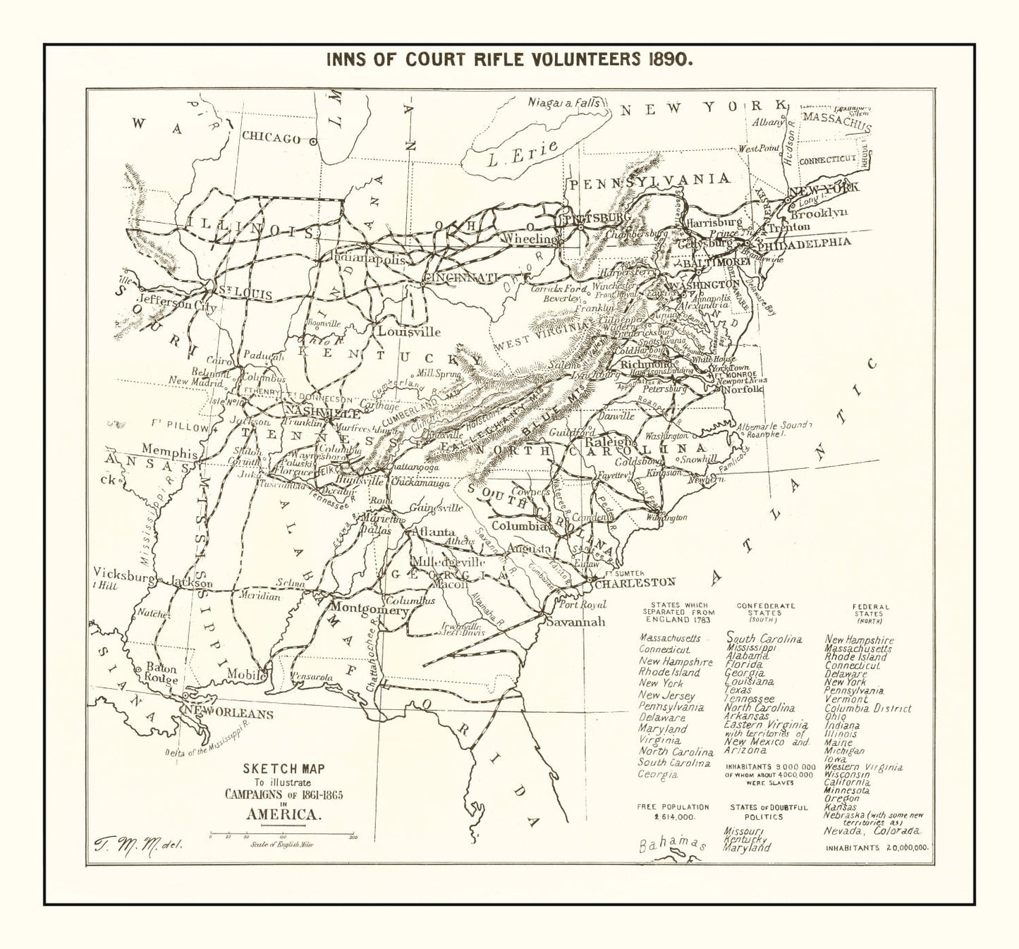 Vintage Inns of Court Rifle Volunteers Map 1890