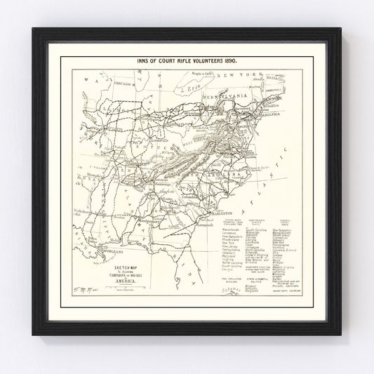 Vintage Inns of Court Rifle Volunteers Map 1890