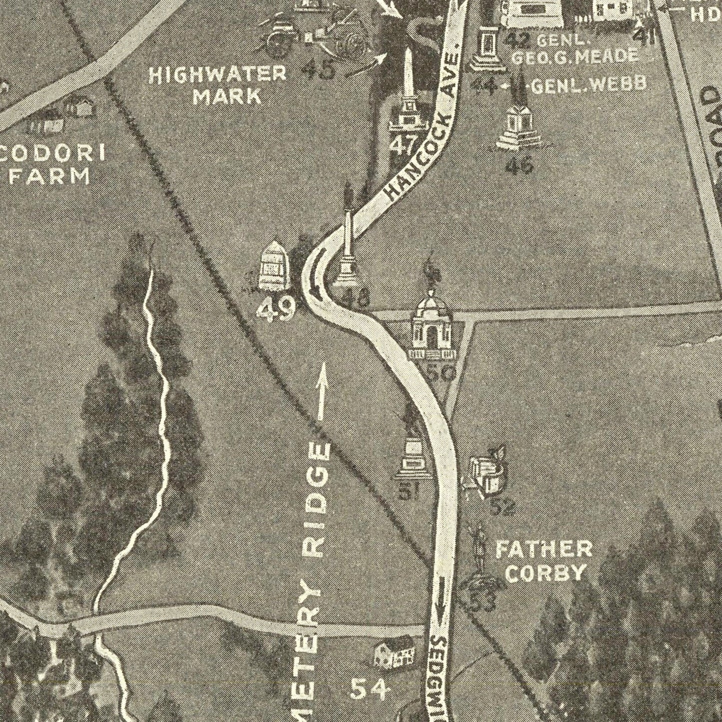 Vintage Gettysburg Battlefield Map 1936