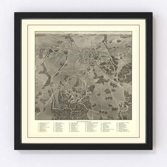 Vintage Gettysburg Battlefield Map 1936
