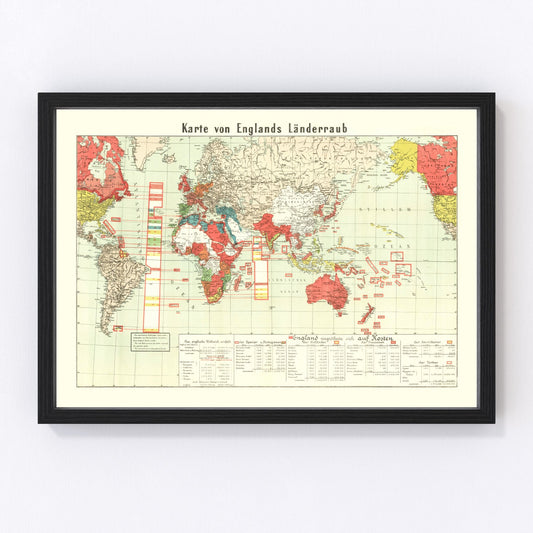 Vintage World War I Map of England 1914