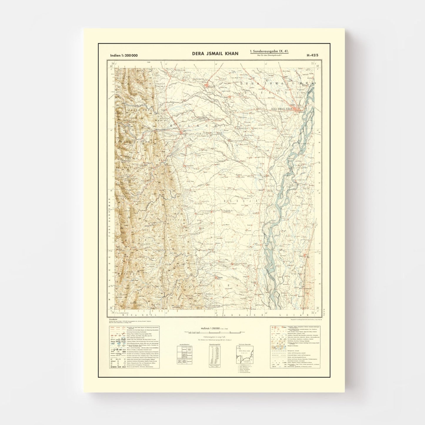 Vintage World War II India Map 1932