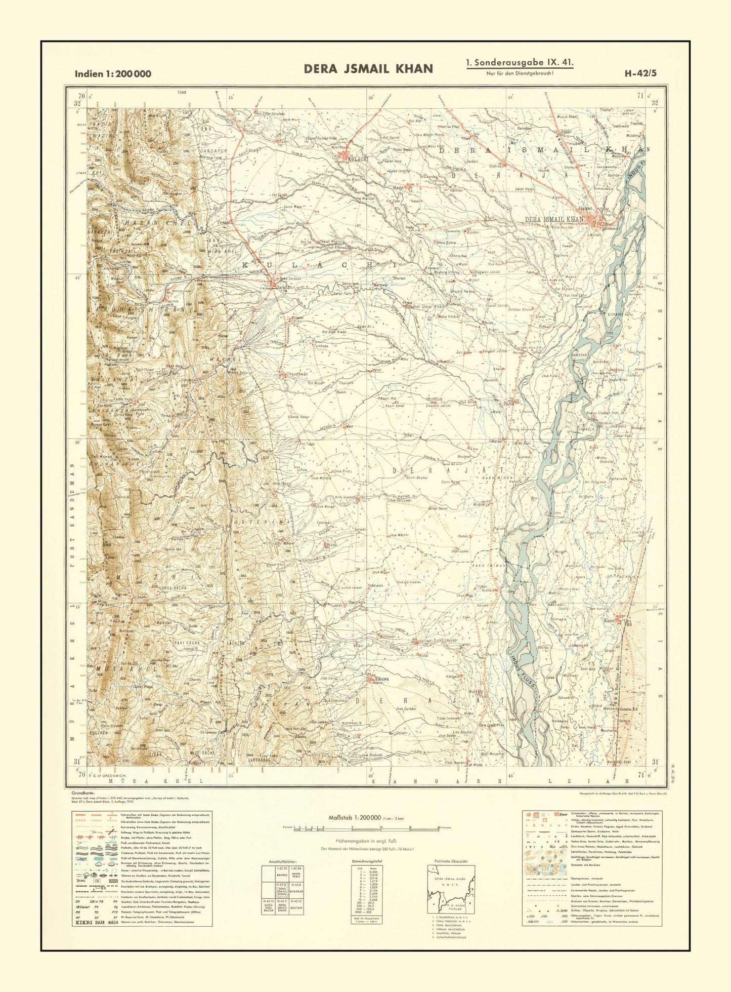 Vintage World War II India Map 1932