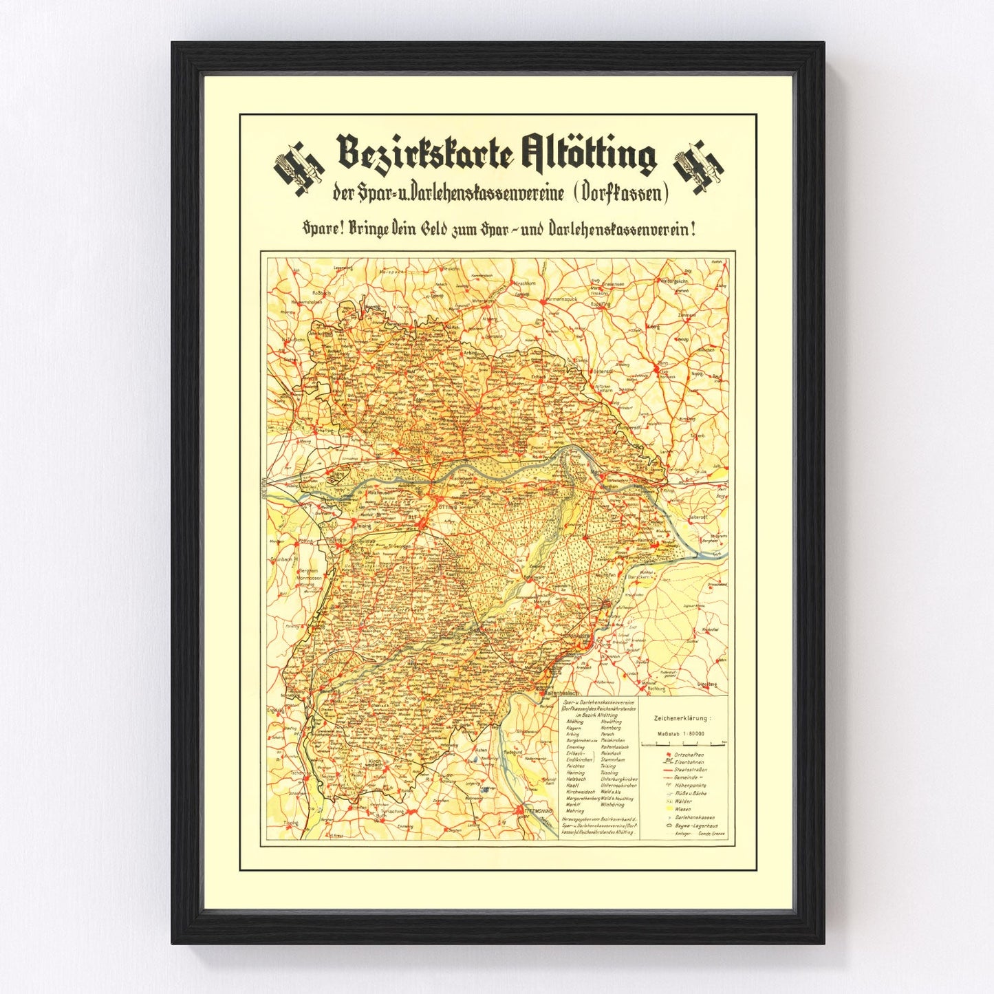 Vintage World War II Nazism Map 1934