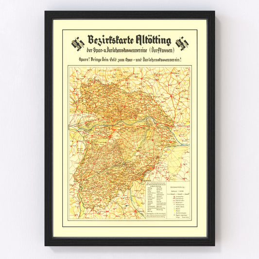 Vintage World War II Nazism Map 1934