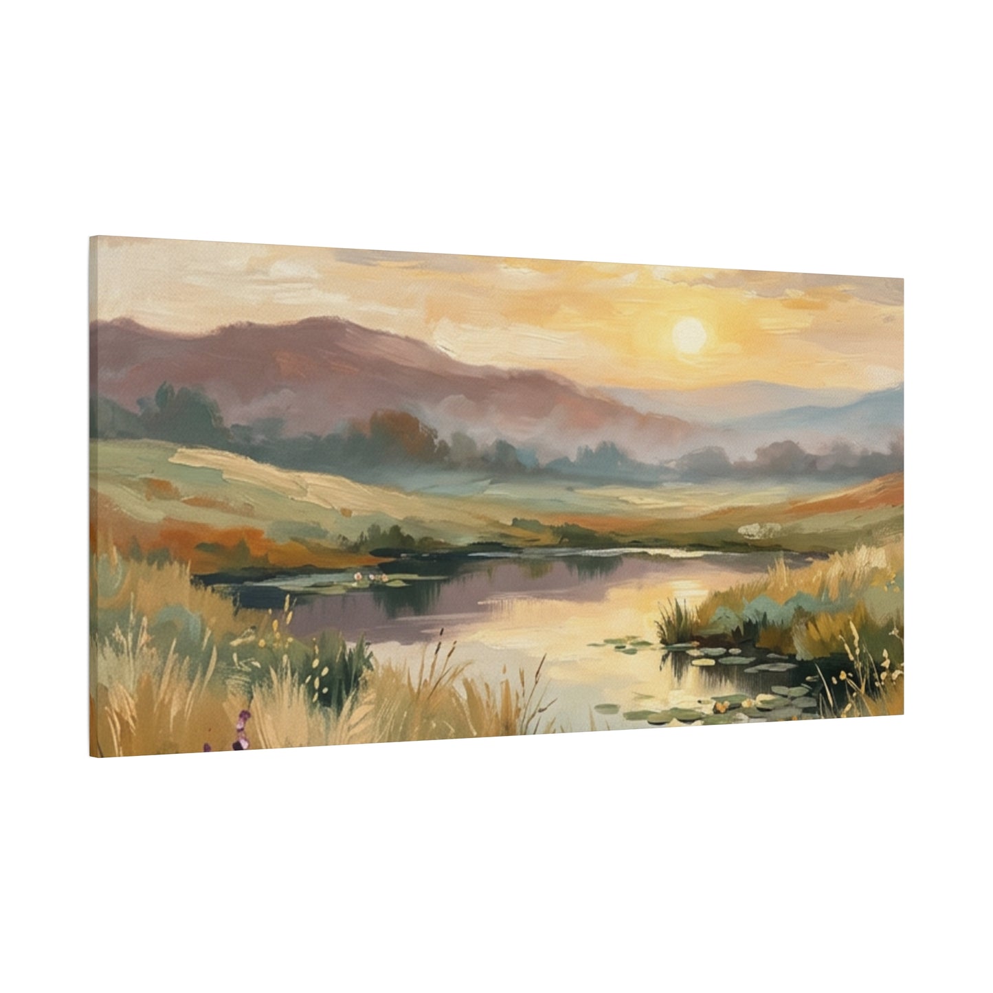Sunset Meadow Canvas Wall Art — Stretched Matte Landscape Print
