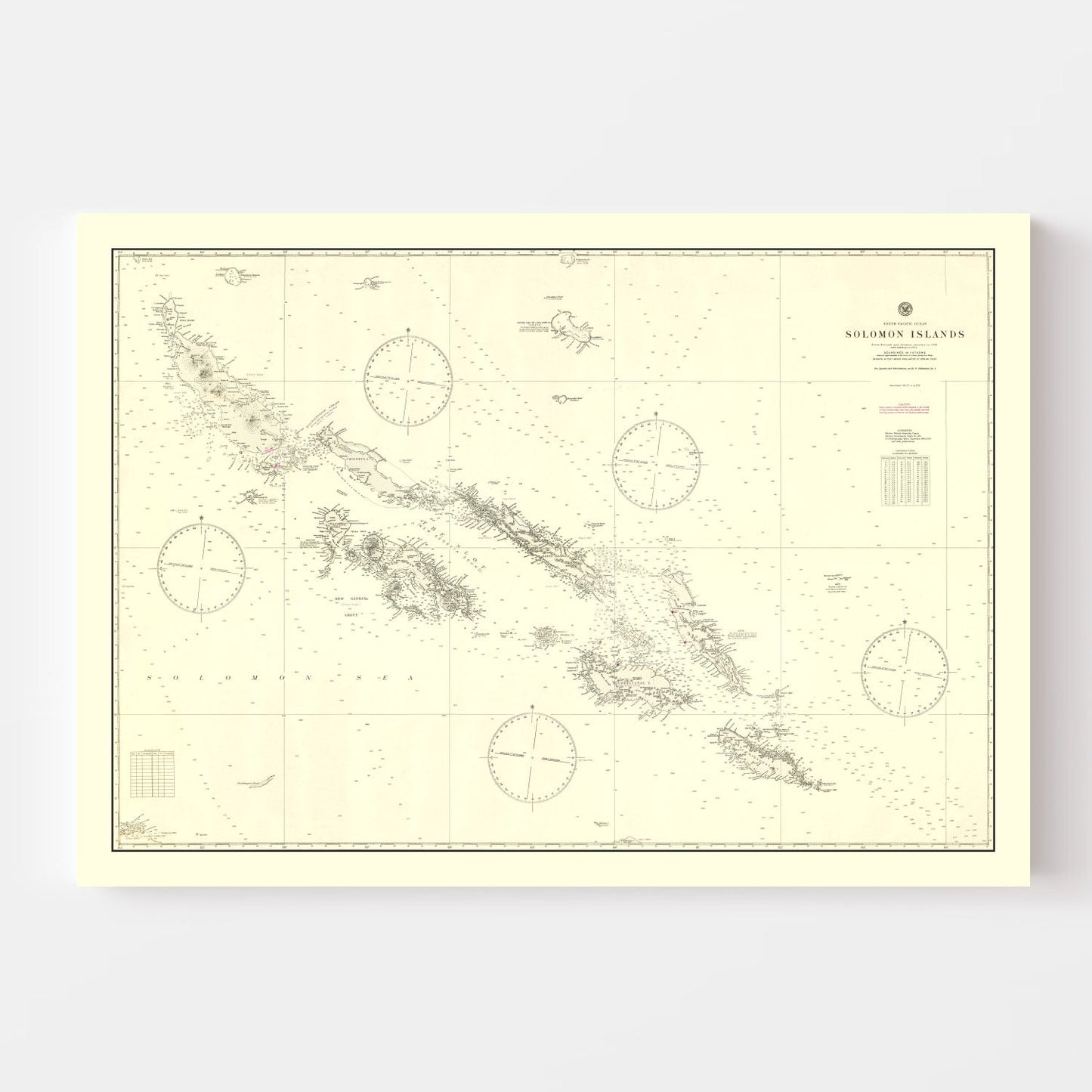 Vintage Solomon Islands Map 1944
