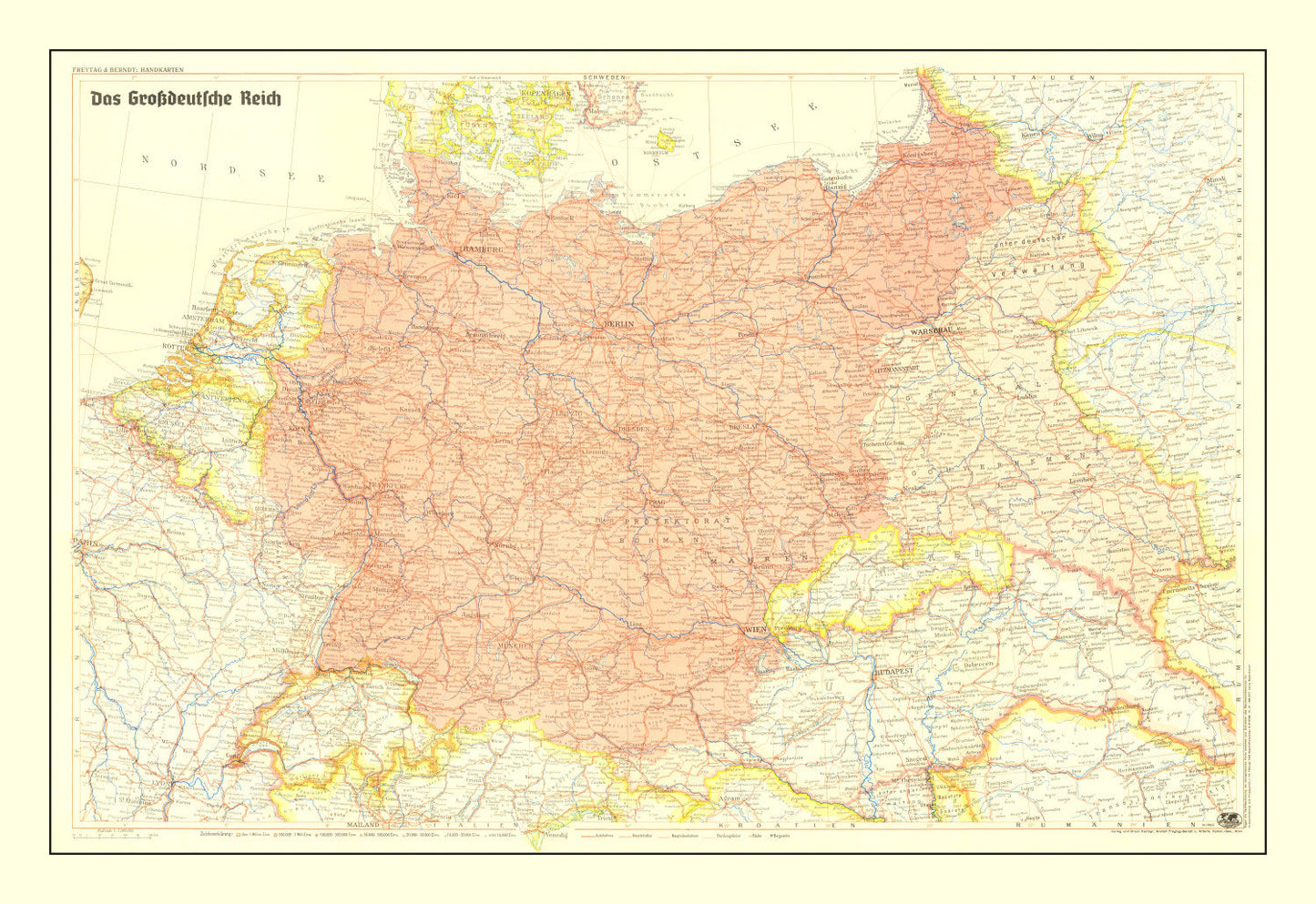 Vintage Germany World War II Map 1942