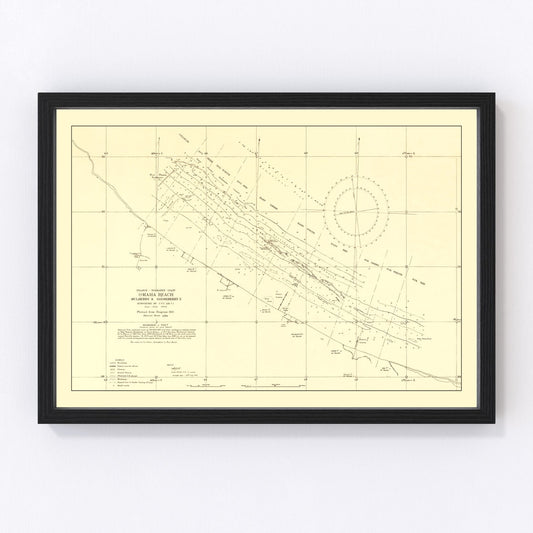 Vintage Omaha Beach World War II Map 1944