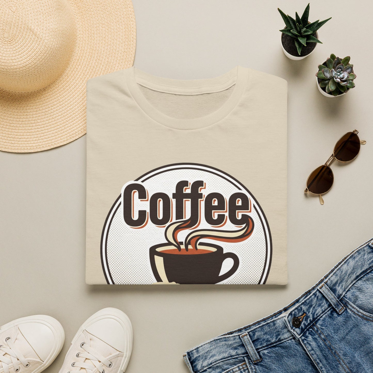 Coffee First T-Shirt — Retro Coffee Cup Graphic Tee for Coffee Lovers