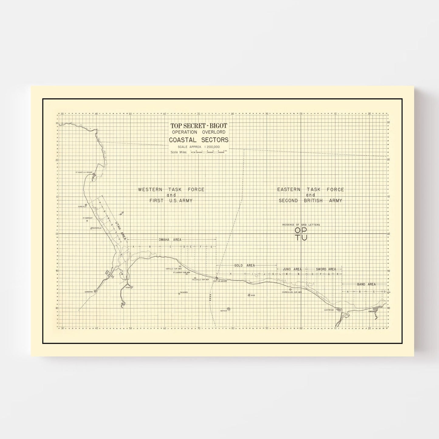 Vintage D-Day Normandy Invasion Map 1944