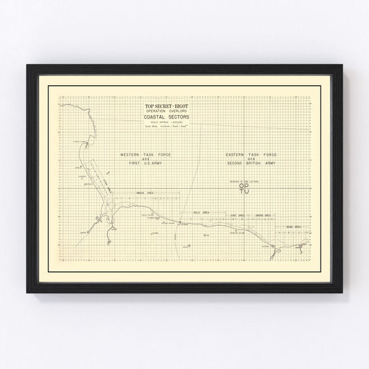 Vintage D-Day Normandy Invasion Map 1944