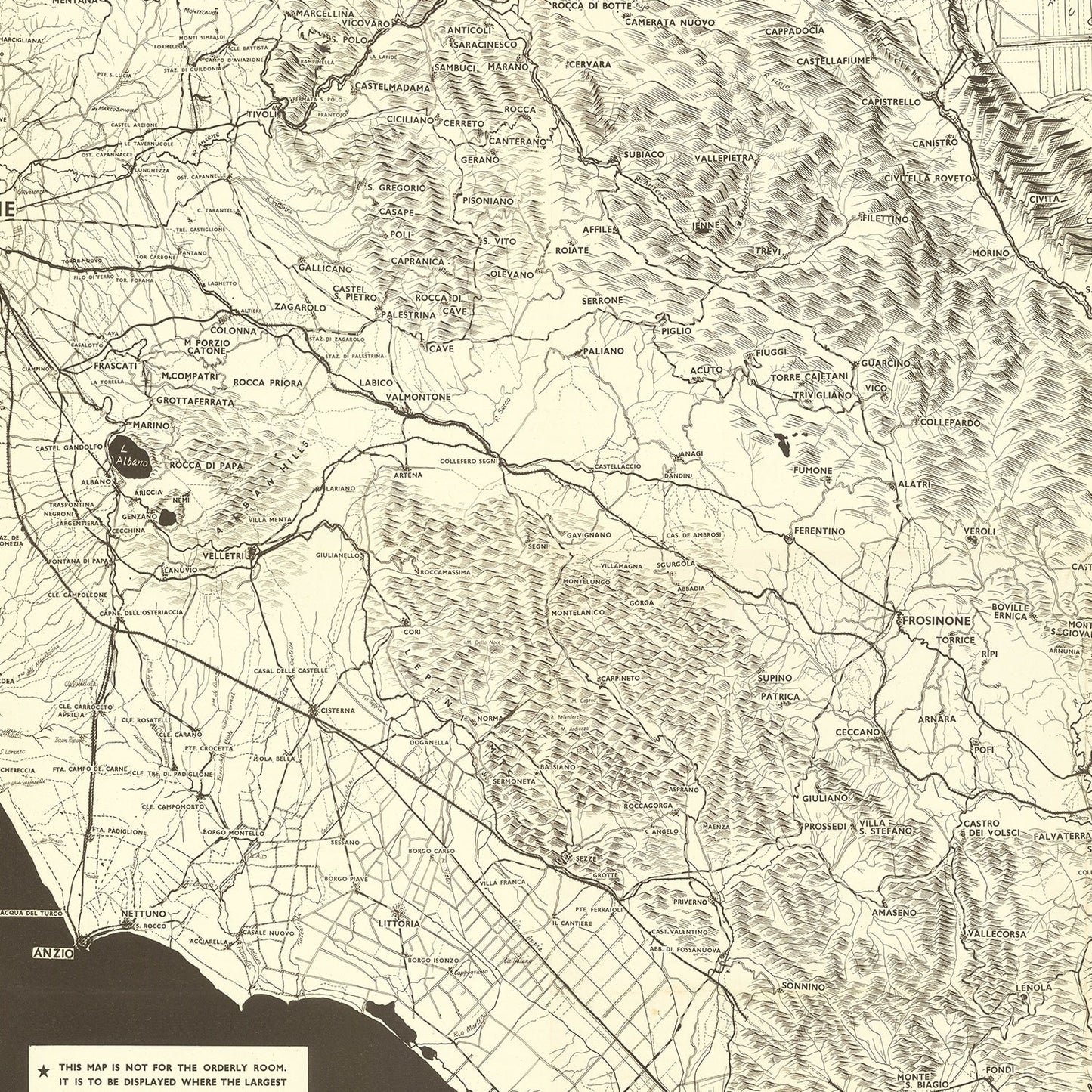Vintage Italian Campaign World War II Map 1944
