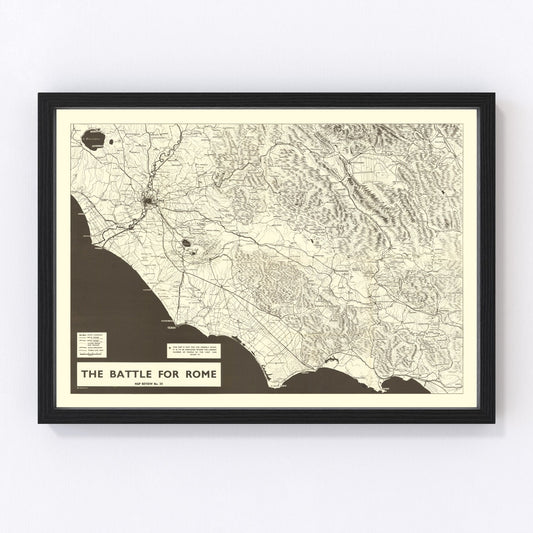 Vintage Italian Campaign World War II Map 1944