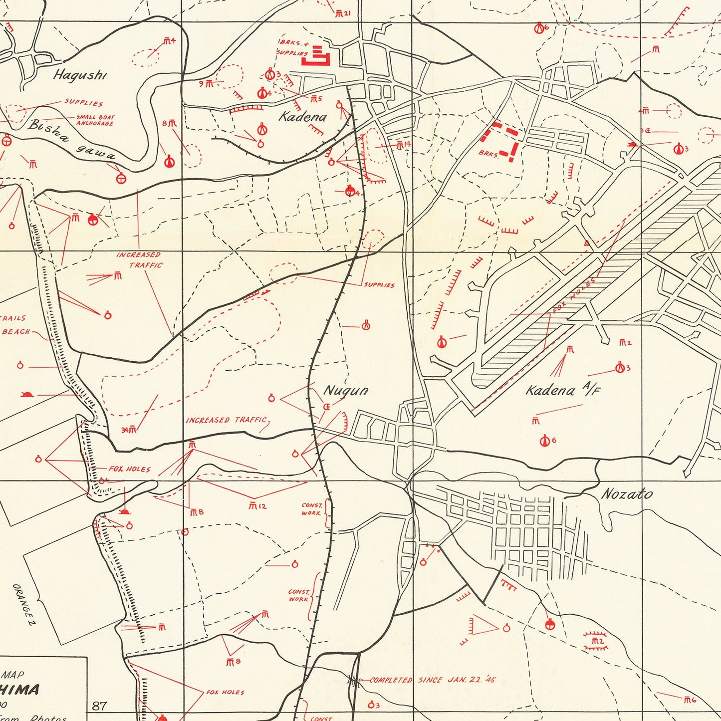 Vintage Okinawa Intelligence Map 1945