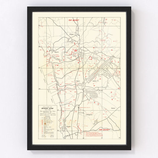 Vintage Okinawa Intelligence Map 1945