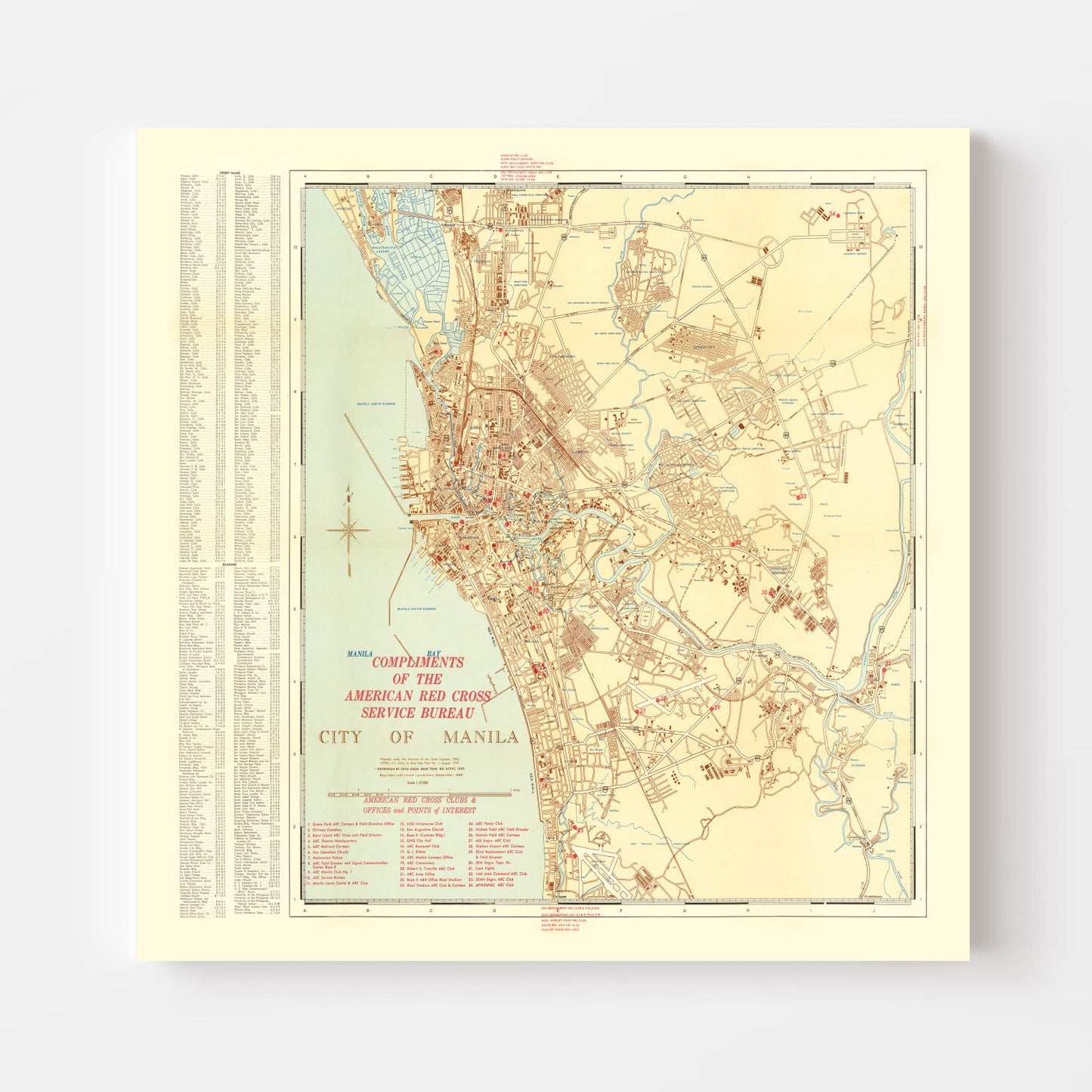 Vintage Map of Manila, Philippines 1945