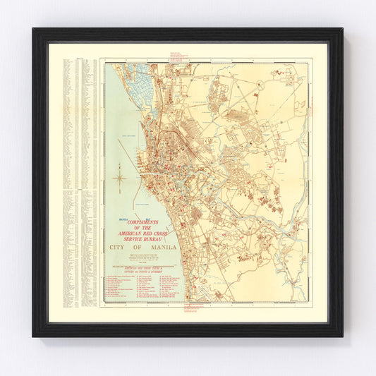 Vintage Map of Manila, Philippines 1945