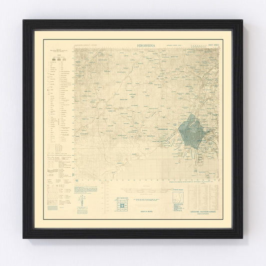 Vintage Hiroshima Bombing Map 1945