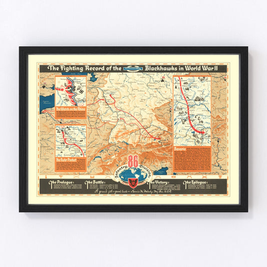 Vintage Fighting Record of the Blackhawks in WWII Map 1946