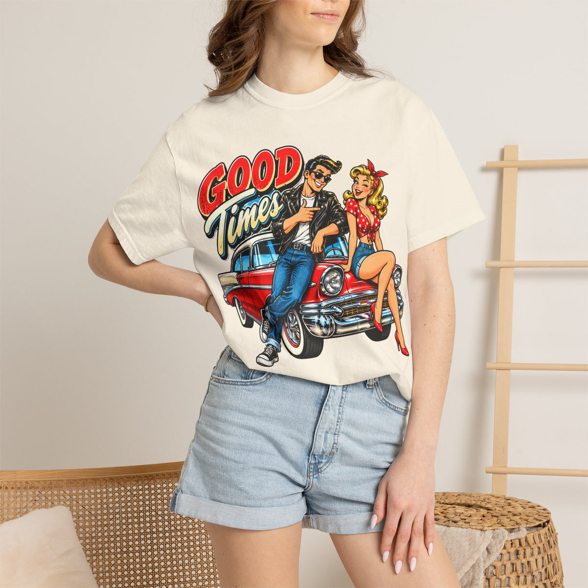 Good Times Retro Car Tee — Vintage 1950s Rockabilly Graphic T‑Shirt