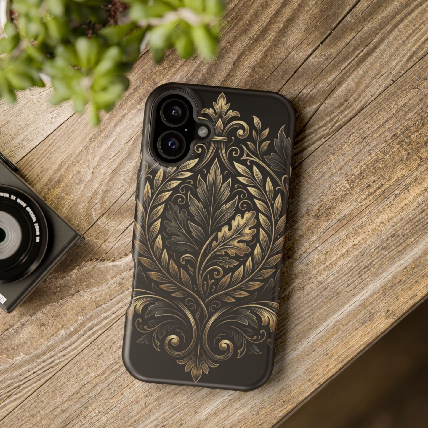 Baroque Gold Leaf Phone Case — Impact-Resistant Protective Cover
