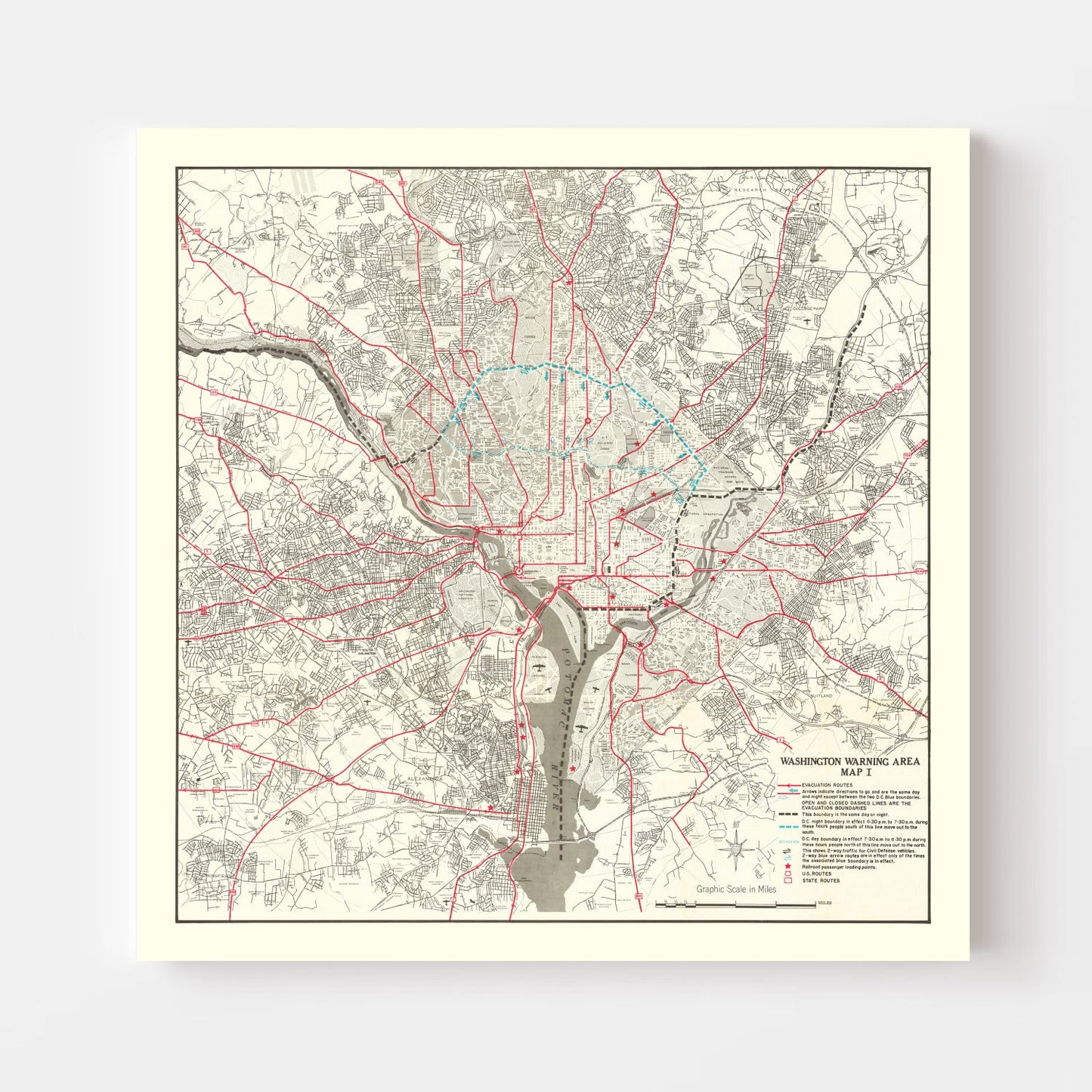 Vintage Map of Washington DC, Washington DC 1959