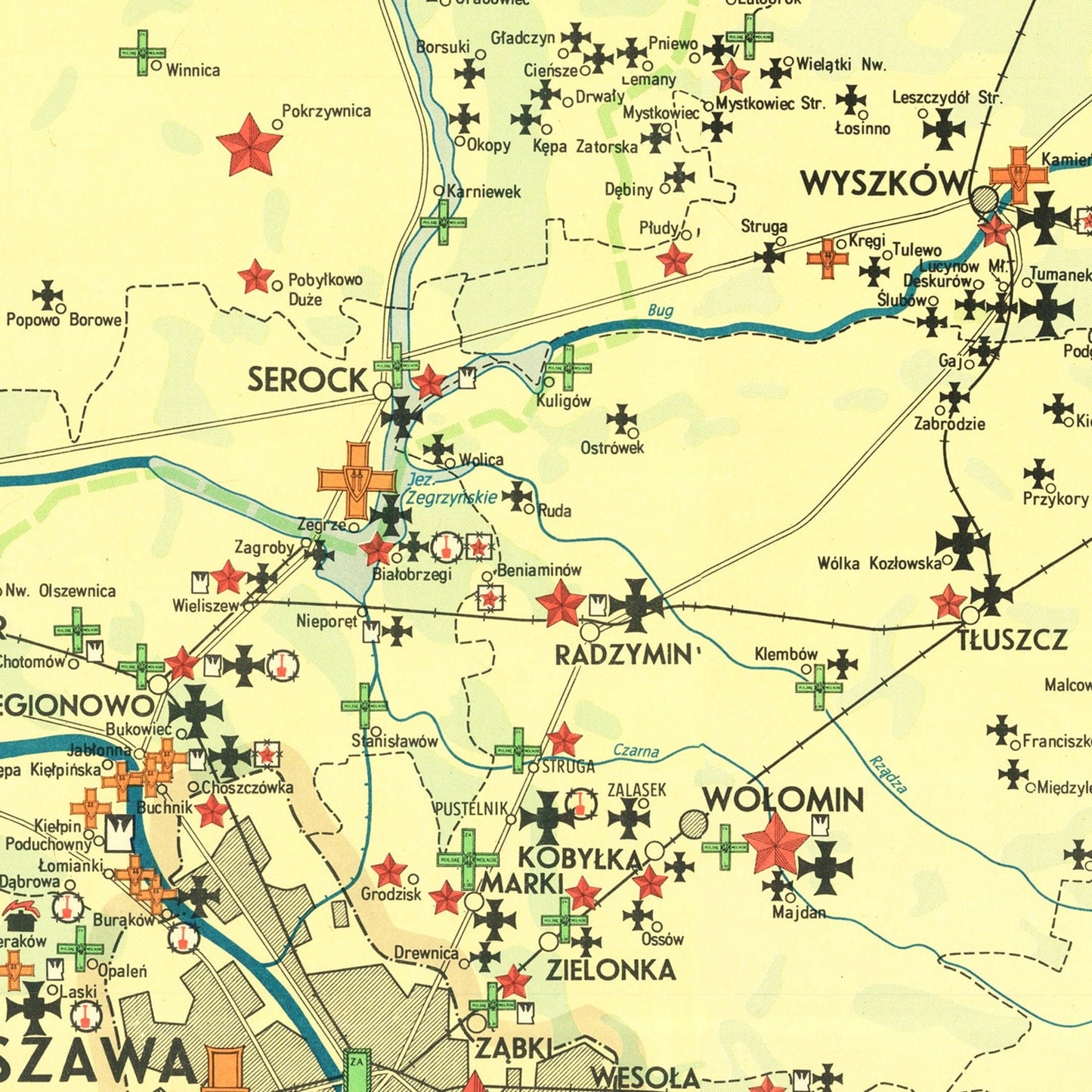 Vintage Warsaw Poland Nazi Invasion Map 1945