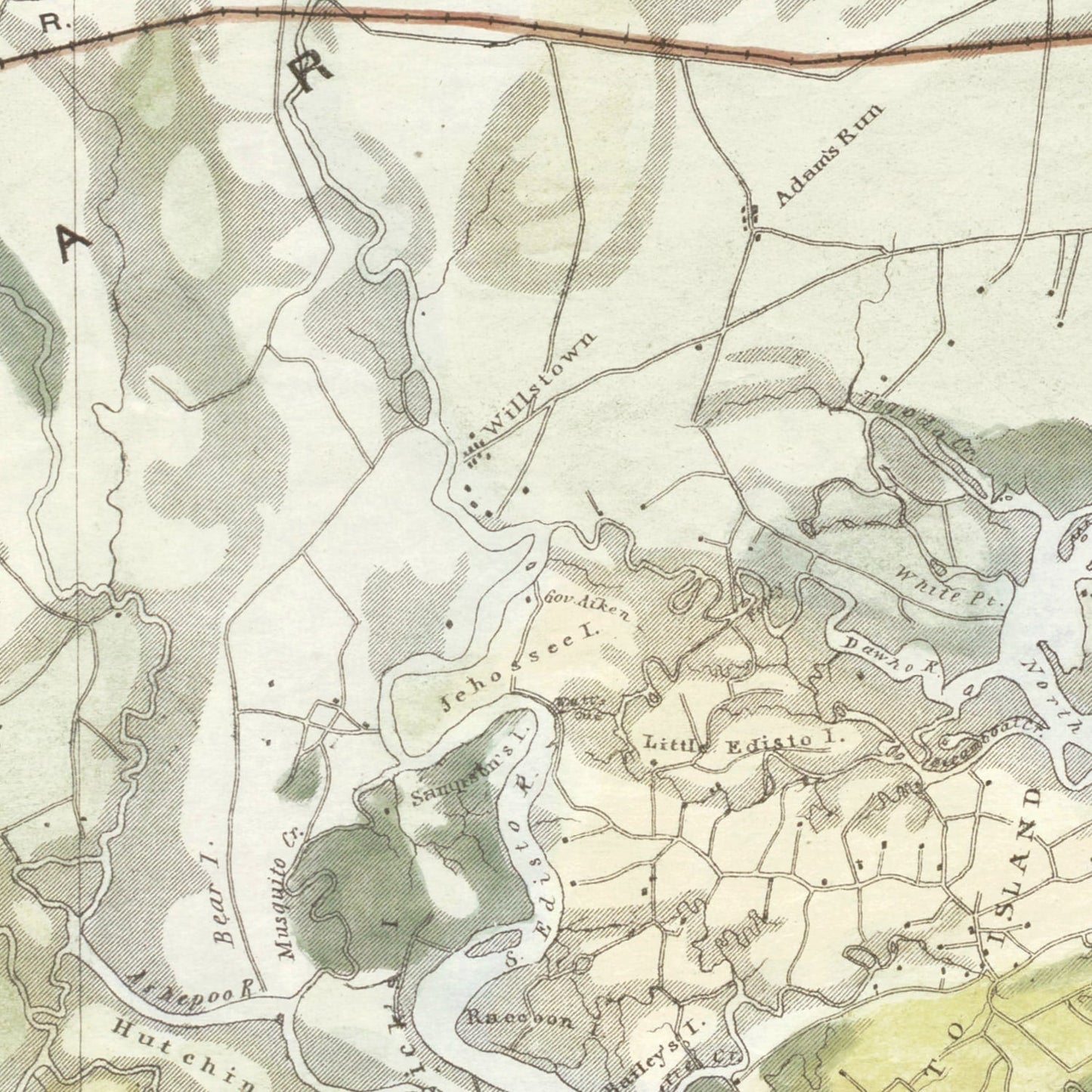 Vintage South Carolina Coast Map 1862