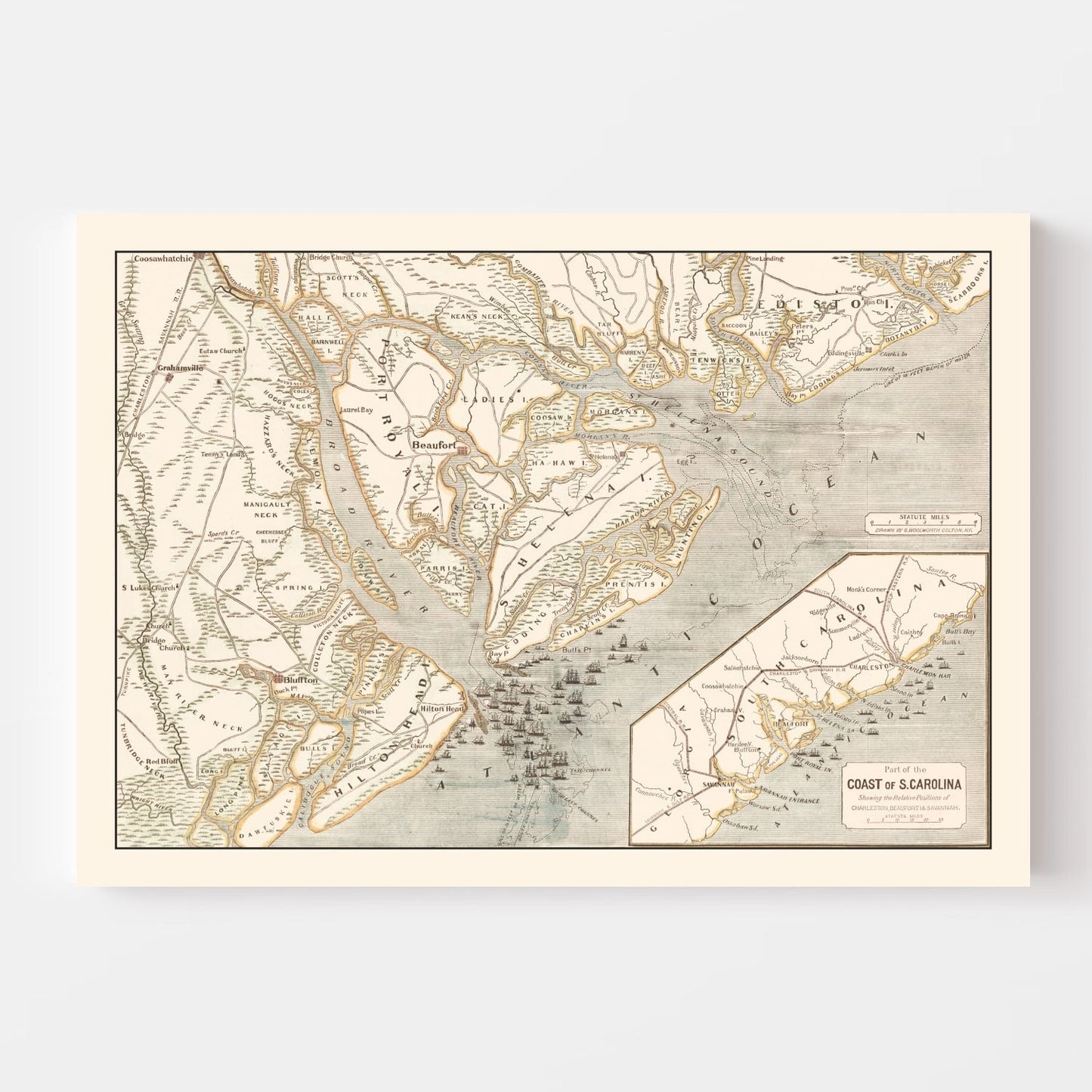 Vintage Port Royal Map 1861