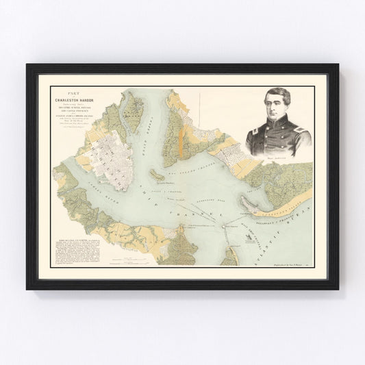 Vintage Charleston Harbor Map 1861