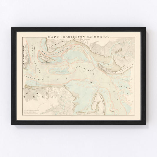 Vintage Charleston Harbor Map 1861