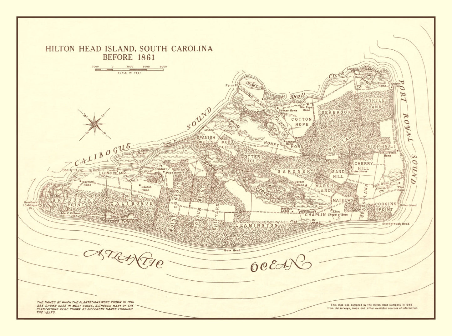Vintage Hilton Head Island Map 1861