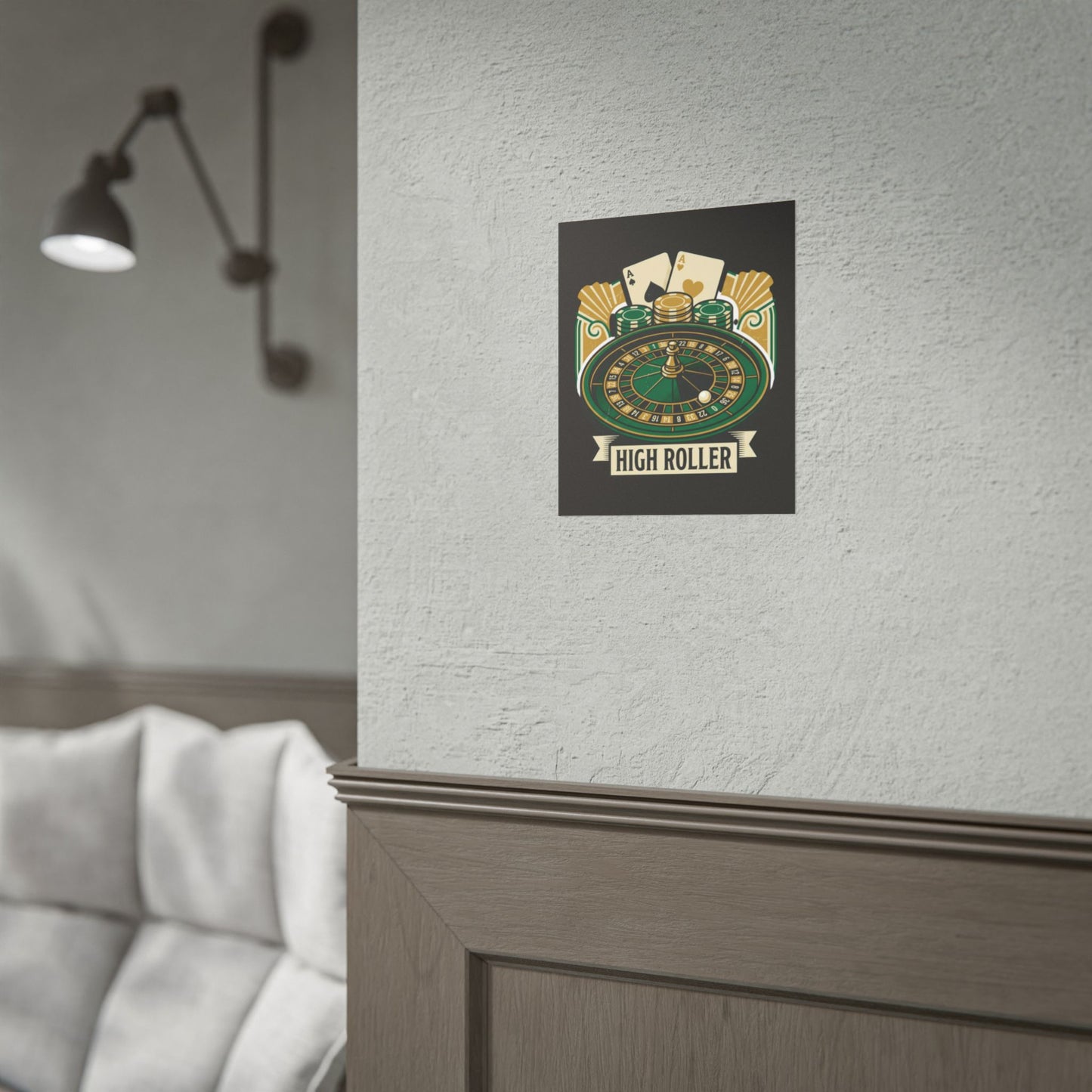 High Roller Casino Poster — Roulette & Cards Wall Art
