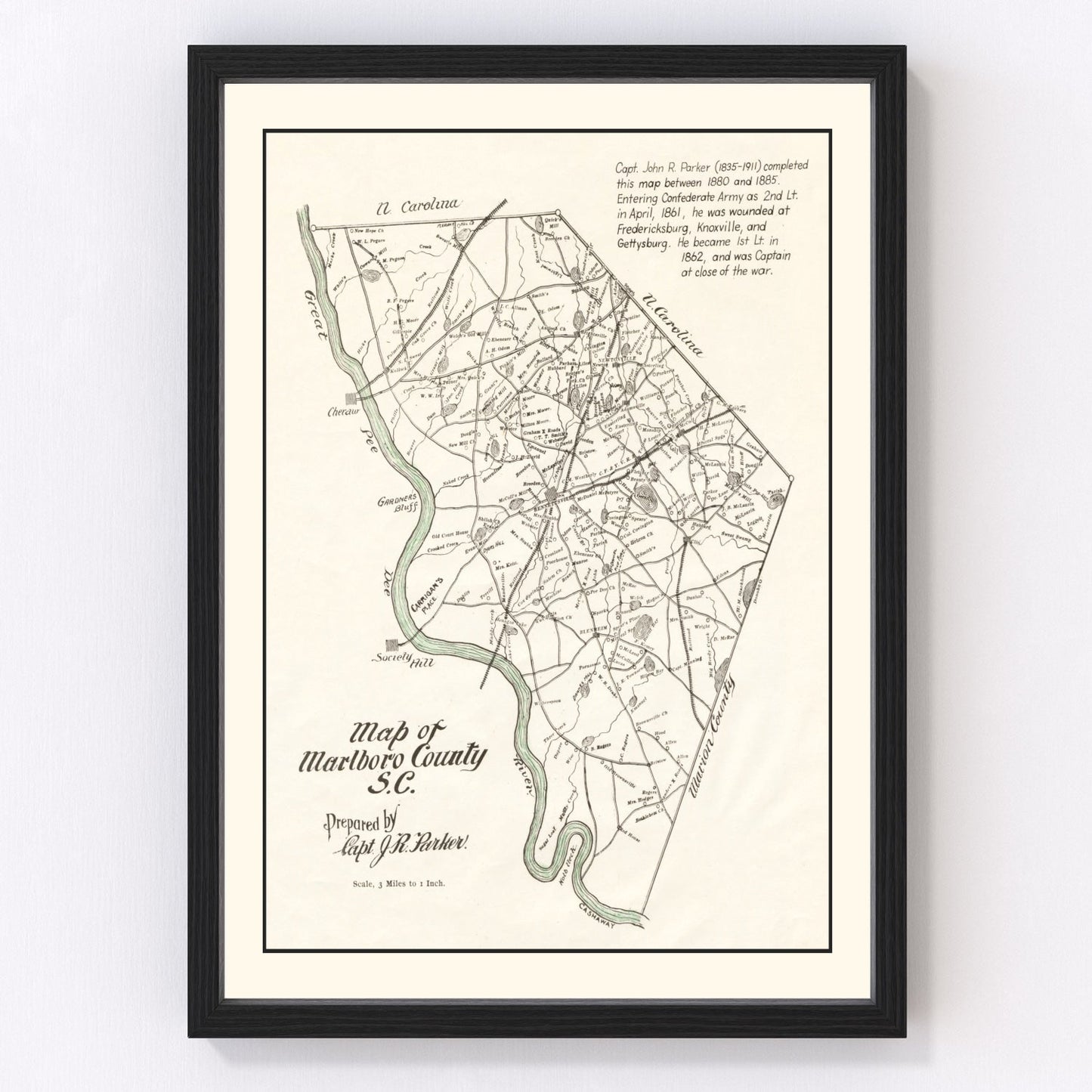 Vintage Map of Marlboro County, South Carolina 1880